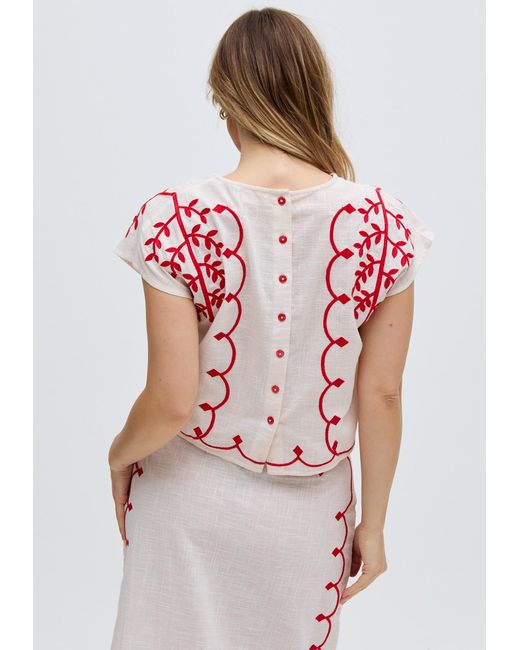 Raffya Fraya Cross Hatch Embroidered Crop Top
