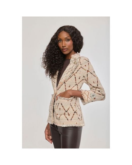 The Extreme Collection Brown Neutrals Jacquard Knit Jacket Parker