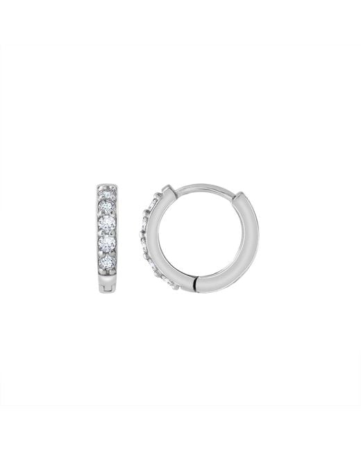 Diamonbliss Metallic Pave Hoop Earrings, Thirdteen Millimeter, Platinum