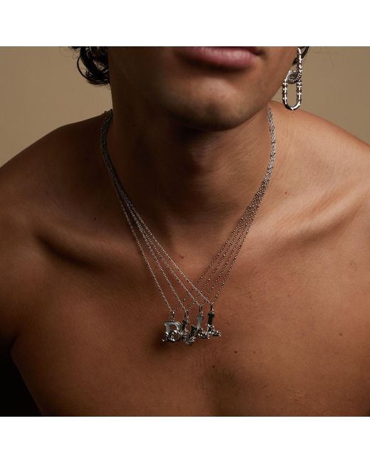 Kasun Metallic Solid X Initial Necklace With Marble