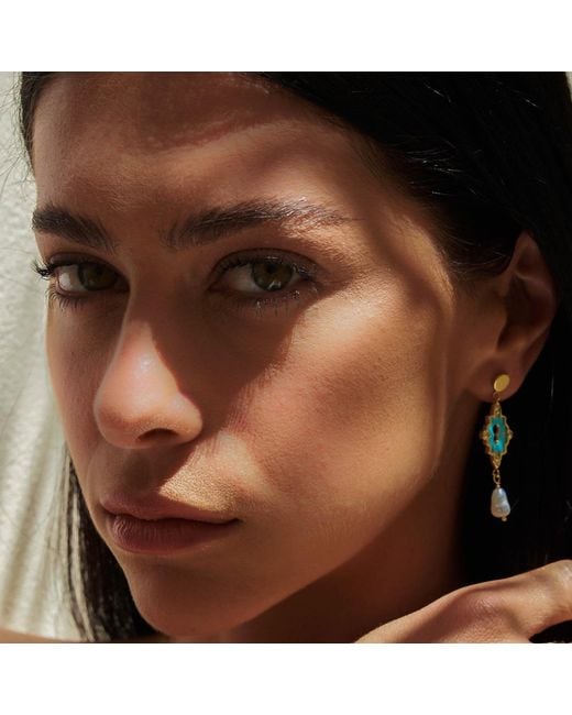 Myrto Katramadou Jewellery Blue Unlocked Pearl Earrings