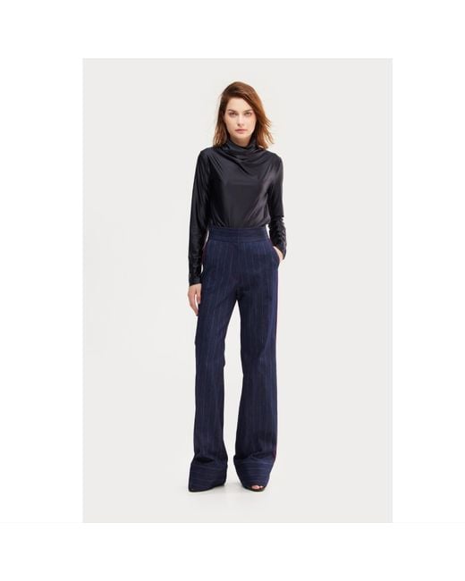 Julia Allert Blue Leather-Look Long Sleeve Top
