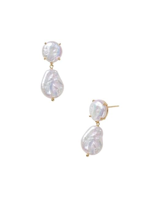 Saachi Metallic Freshwater Pearl Drop Earrings