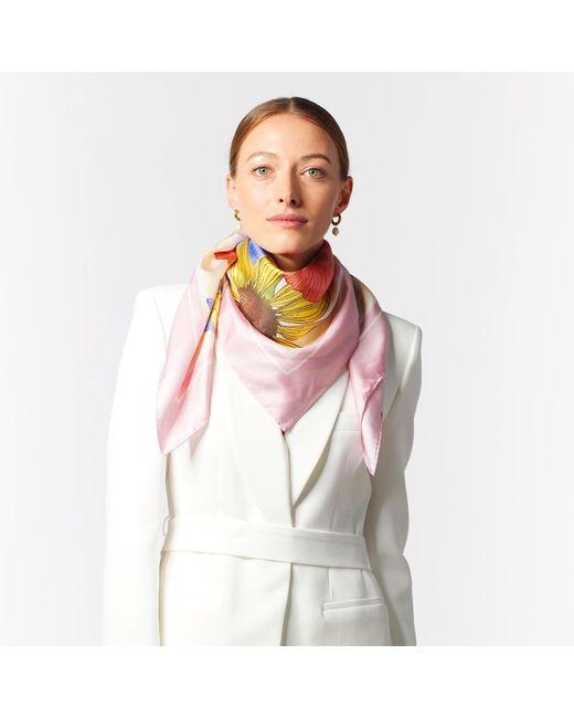 Emily Carter Pink / Neutrals The Rose & Bluebell Silk Scarf