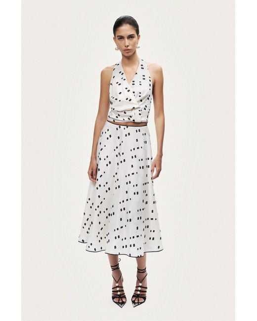 Nocturne White Printed Halter Blouse