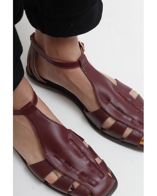 Mafalda Red Ida Wine Fisherman Sandals