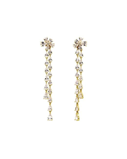 VicStoneNYC Fine Jewelry Green Elegant Vermeil Flower Dangle Earrings – Long Drop Jewelry For