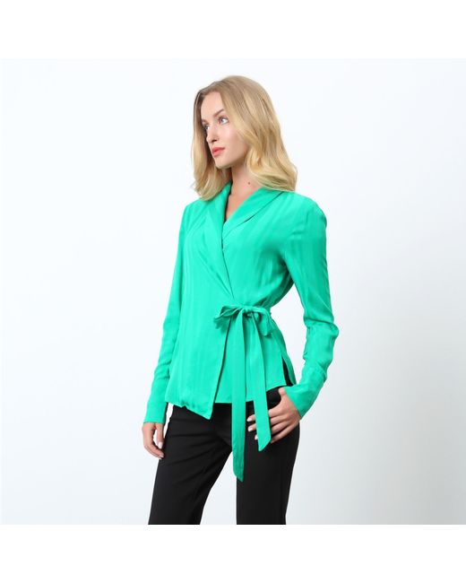 Smart and Joy Green Warp Long Sleeves Blouse