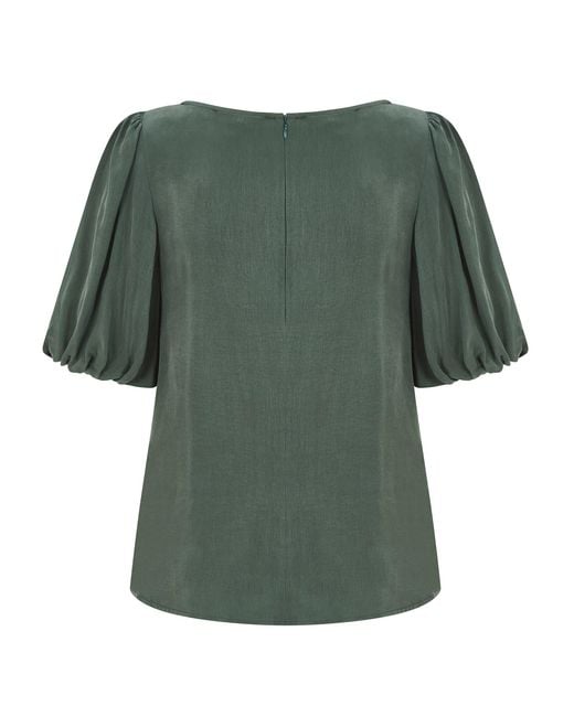 Femponiq Green Puff Sleeve Cupro Blouse