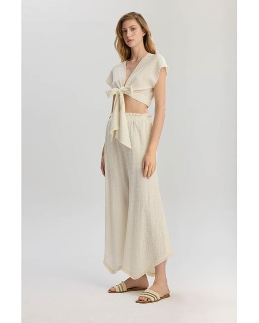 Lilamie White Neutrals Rio Front Tied Crop Dizayn Summer Top