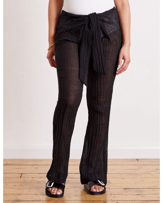 The Summer Edit Black Livi Crinkle Linen Trouser