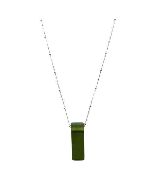 Smart Glass Jewelry Metallic Recycled Wine Bottle Stiletto Necklace Pine Sterling