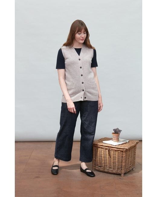 Paul James Knitwear Brown Lambswool Laura V Neck Waistcoat With Pockets