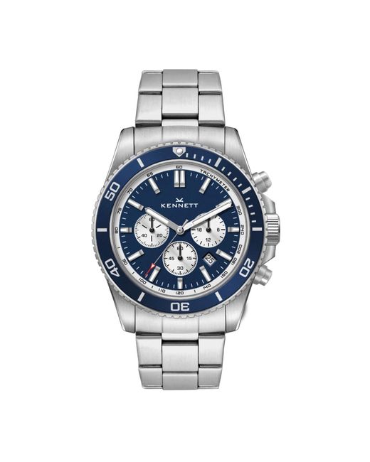 Kennett Watches & Accessories Metallic Kennett Pacesetter Chronograph Watch With Solid Stainless Steel Strap for men