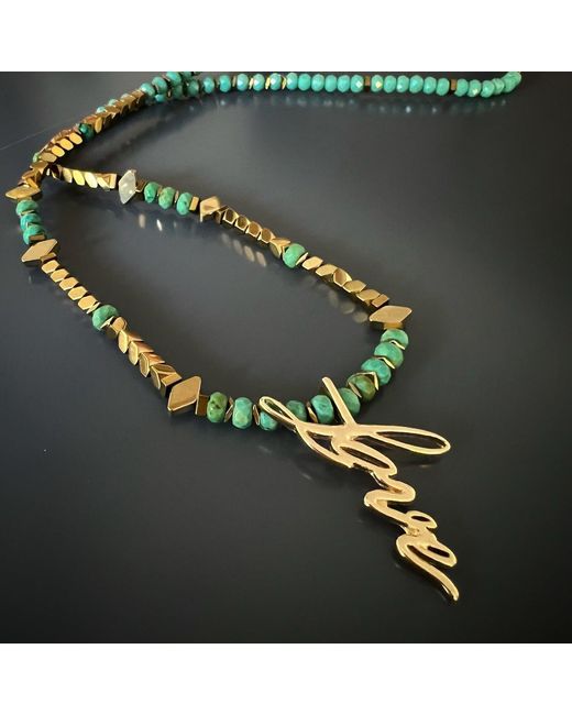 Ebru Jewelry Metallic Love Charm Beaded Necklace