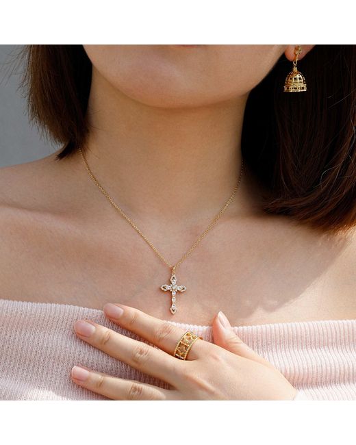 Vanimy Metallic Helena Cross Pendant Necklace