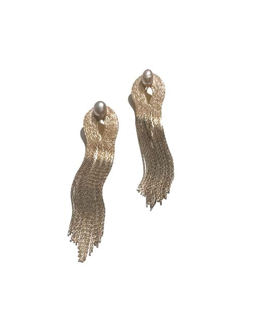 Babaloo Metallic Chain Tassel With Pearl