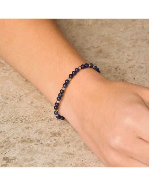 Nellou Jewellery Blue Lapis Lazuli Jewel Bead September Birthstone Bracelet Plated Sterling