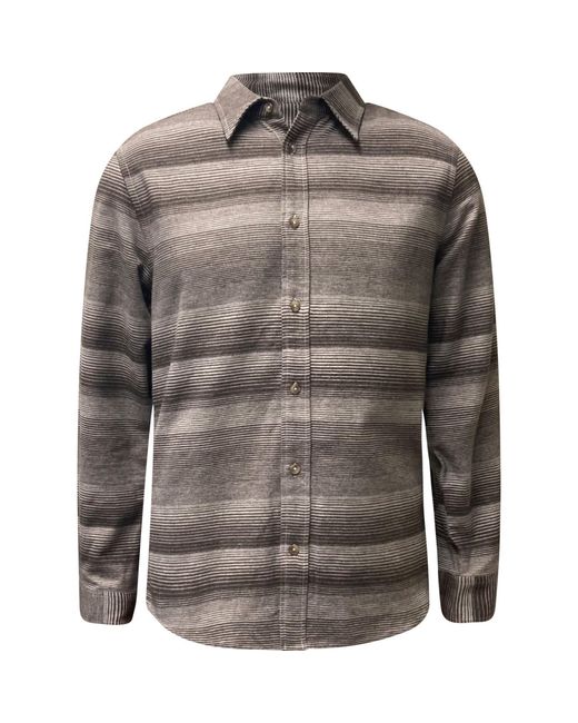 Vustra Gray Shasta Stripe Button-Down Light Flannel Shirt for men