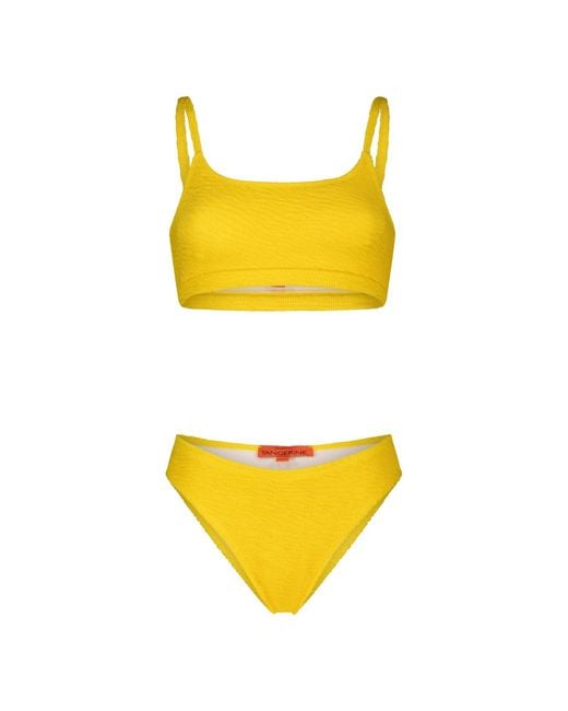 Maison Tangerine Yellow Ibiza Lemon Textured Bikini