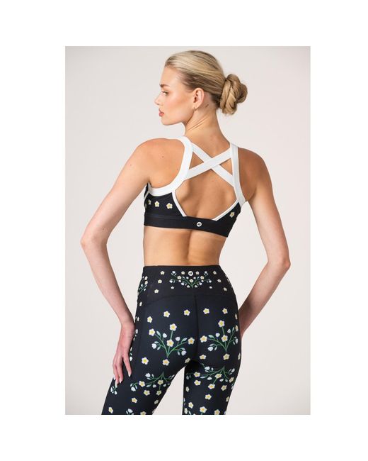 Jessie Zhao New York White Day Night Garden Reversible Racerback Sports Bra