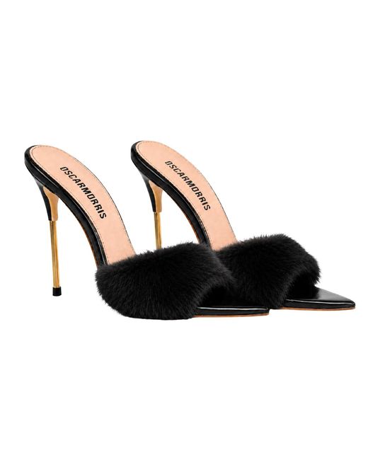 OSCARMORRIS Black Carrie Fur Shoe
