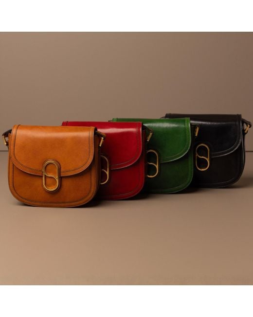 Time Resistance Green Leather Saddle Bag