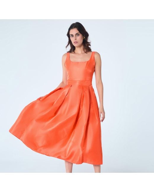 Smart and Joy Orange Taffeta Fit-And-Flare Cocktail Dress