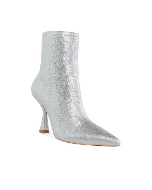 Rag & Co Gray Farnak Metallic Pointed Toe Ankle Boots