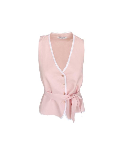 Haris Cotton Pink Duo Tone Linen Vest With Belt