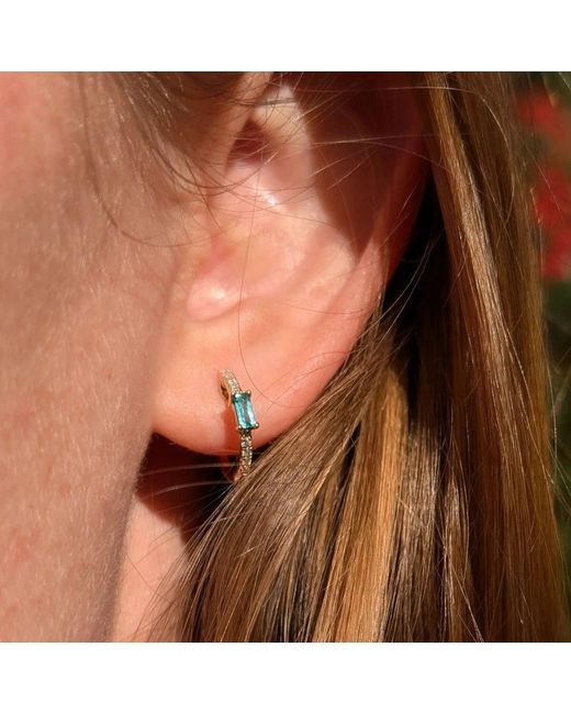 KAMARIA Metallic Emerald & Diamond Huggie Earrings