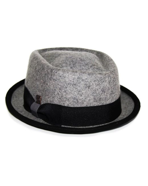 Dasmarca Hats Gray Jackson Cloud Wool Felt Porkpie Hat for men