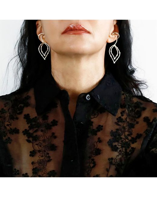 Bellatrix Metallic Leaf Ear Cuff Pair