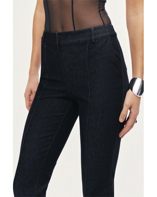 Nocturne Black High-Rise Tailored Straight-Leg Pants