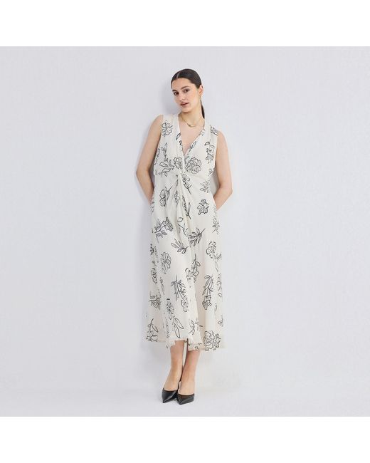 REISTOR Gray Front Twist Maxi Dress