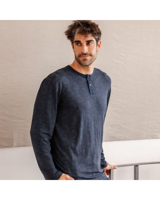 Zd - Zero Defects Blue Long Modal Pyjamas Luxury for men