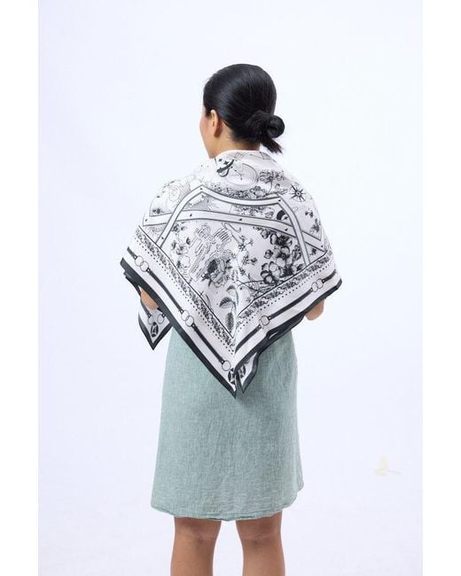 Silk and Bears Blue Monochrome Nautical 100% Mulberry Silk Twill Scarf — Hand-Rolled Hem