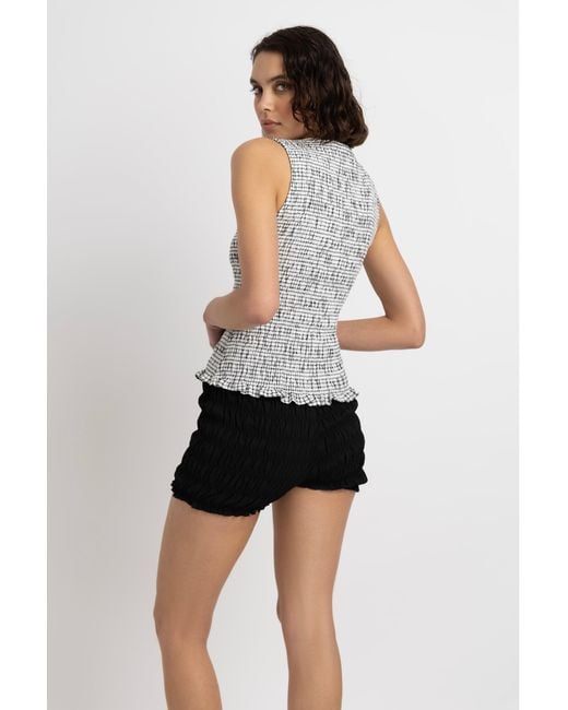 Amy Lynn White Sonya Pure Cotton Mono Check Top