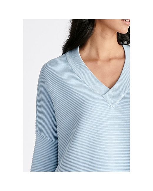 Paisie Blue V-Neck Ribbed Jumper