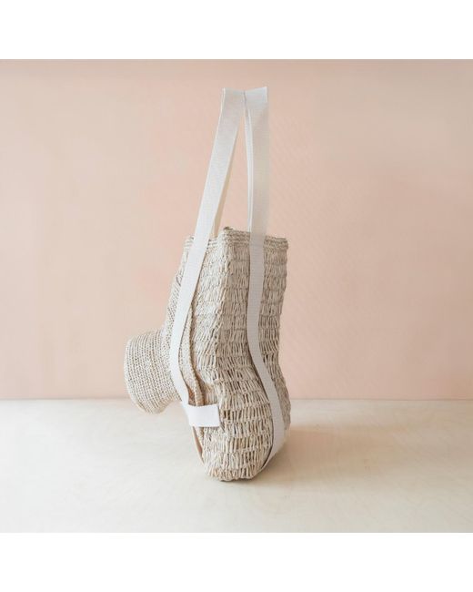 LIKHÂ White Neutrals Handwoven Raffia Beach Tote And Sun Hat Set