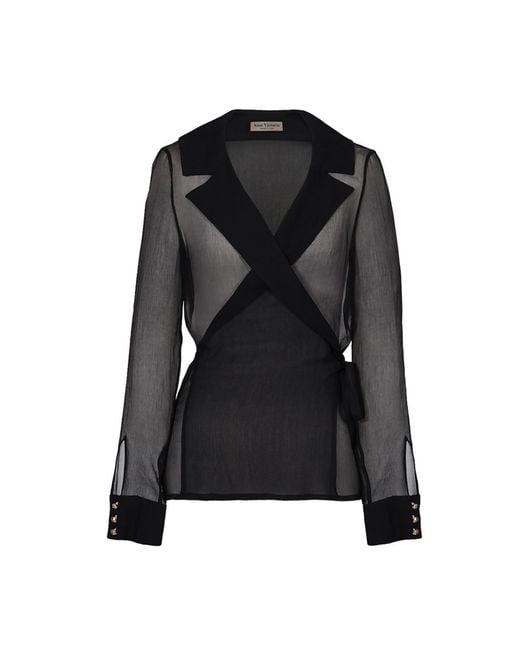 Anse Victorin Black Eva Silk Chiffon Blouse