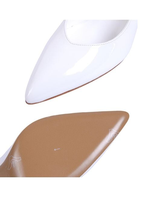 RIVERPEACE.CO White Pointed-Toe Patent Blade High Heels