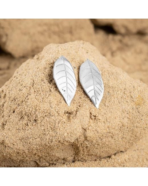 Silver Moon Metallic Moonleaf Sterling Earrings