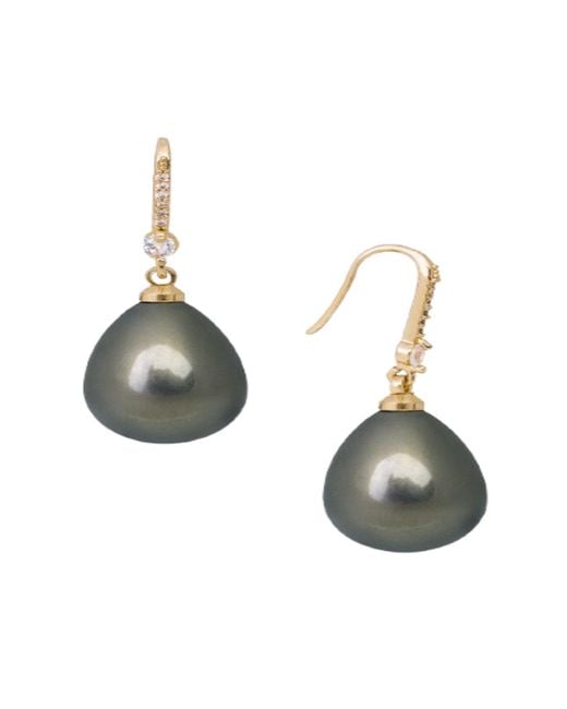 Saachi Green Colored Pearl Dangle Earrings