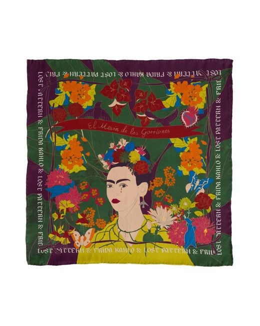 Lost Pattern Black Los Amores De Frida Silk Pocket Square for men