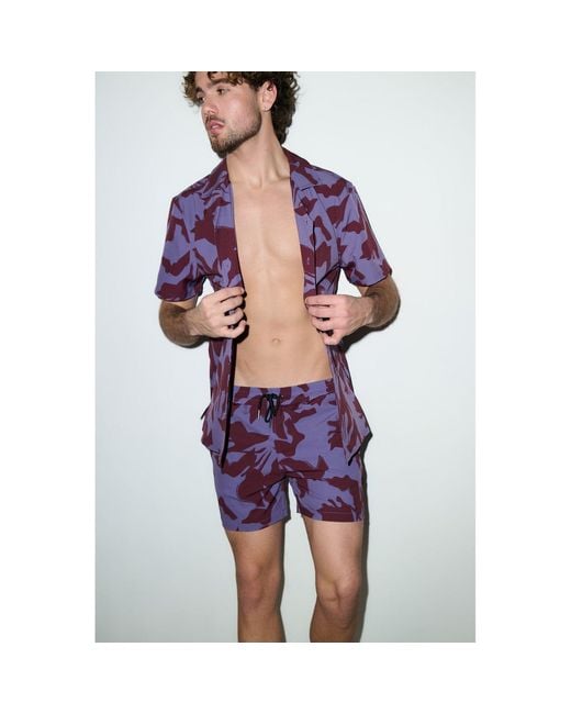Playaluxe Purple Saint Tropez Cabana Shirt Burgundy Lilac for men