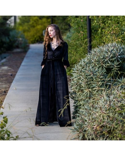 Jennafer Grace Black Velvet Dressing Gown