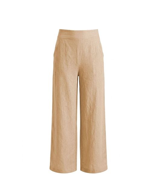 James Lakeland Natural Neutrals Sand Linen Wide-Leg Trousers