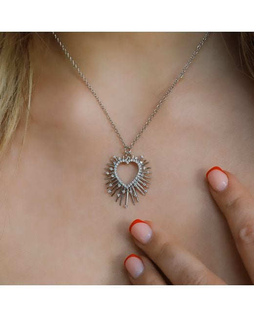 Luna Charles Metallic Cher Starburst Heart Pendant Necklace