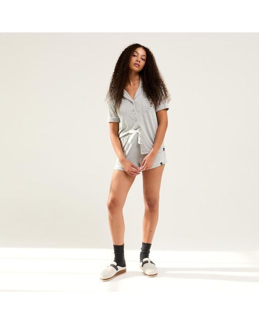 Pretty You London Gray Bamboo Shirt Short Set